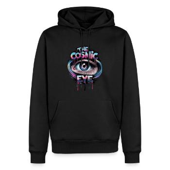 Das Kosmische Auge Streetart Visuelle Magie - Männer Premium Bio Hoodie - Schwarz - Vorne - Nico (187cm)