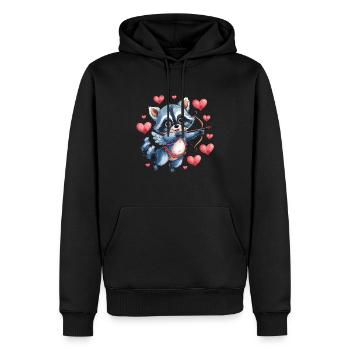 Cupid raccoon with arrow and heart - Men’s Premium Organic Hoodie - black - Front - Nico (187cm)