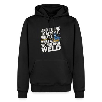 Und Ich Denke Mir, Was Für Ein Wunderbarer - Männer Premium Bio Hoodie - Schwarz - Vorne - Nico (187cm)