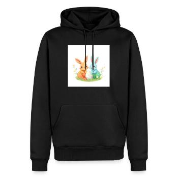 Osterhase im Glücksrausch - Männer Premium Bio Hoodie - Schwarz - Vorne - Nico (187cm)