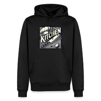 La cuisine – un incontournable pour chaque chef ! - Sweat à capuche Premium bio Homme - noir - Devant - Nico (187cm)