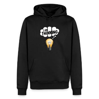 Je pense ampoule Pensée Nuage de pensée Créativité - Sweat à capuche Premium bio Homme - noir - Devant - Nico (187cm)