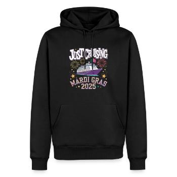 Just Cruising Mardi Gras 2025 Croisière Fun - Sweat à capuche Premium bio Homme - noir - Devant - Nico (187cm)