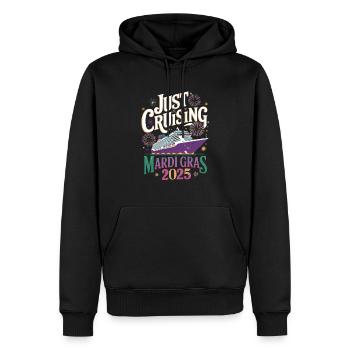 Just Cruising Mardi Gras 2025 Croisière Festival - Sweat à capuche Premium bio Homme - noir - Devant - Nico (187cm)