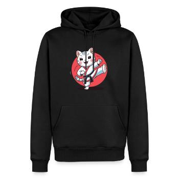 Karaté chat drôle drôle d’arts martiaux motif pour - Sweat à capuche Premium bio Homme - noir - Devant - Nico (187cm)