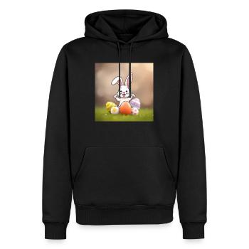 Lustiger Osterhase & Freunde - Männer Premium Bio Hoodie - Schwarz - Vorne - Nico (187cm)