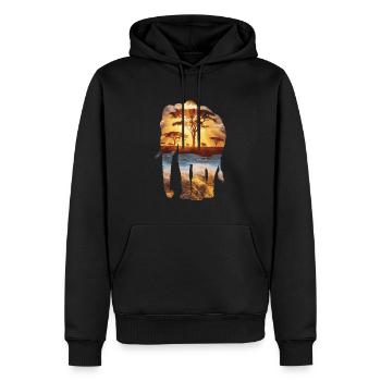 Majestic Savannah Elephant Silhouette with - Men’s Premium Organic Hoodie - black - Front - Nico (187cm)