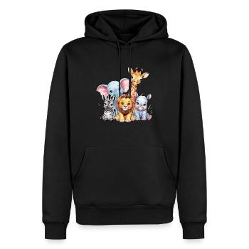 Niedliche Safari-Tiere Illustration Für Kinder - Männer Premium Bio Hoodie - Schwarz - Vorne - Nico (187cm)