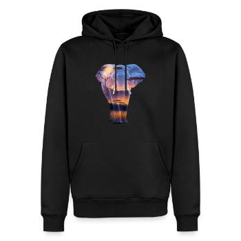 Elefant Afrikanischer Sonnenuntergang Savanne - Männer Premium Bio Hoodie - Schwarz - Vorne - Nico (187cm)