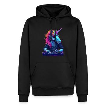 Unicorn DJ Music Magic Party Night Beats - Men’s Premium Organic Hoodie - black - Front - Nico (187cm)