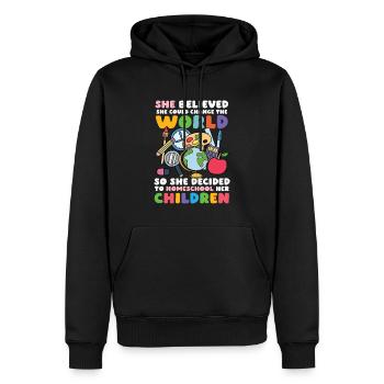 Elle croyait qu’elle pouvait changer le monde, alors - Sweat à capuche Premium bio Homme - noir - Devant - Nico (187cm)