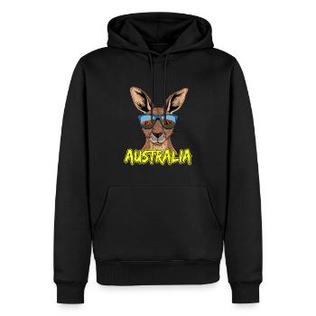 Cool kangaroo with sunglasses Australia motif - Men’s Premium Organic Hoodie - black - Front - Nico (187cm)