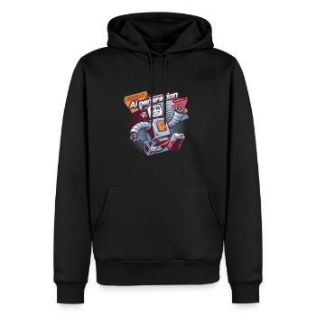 Powered By AI Generation Robot Fun - Men’s Premium Organic Hoodie - black - Front - Nico (187cm)