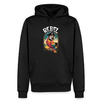 Rebellischer Piratenpapagei Abenteuer Design - Männer Premium Bio Hoodie - Schwarz - Vorne - Nico (187cm)