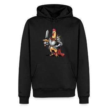 Tapferer Hahn-Ritter in mittelalterlicher Rüstung - Männer Premium Bio Hoodie - Schwarz - Vorne - Nico (187cm)