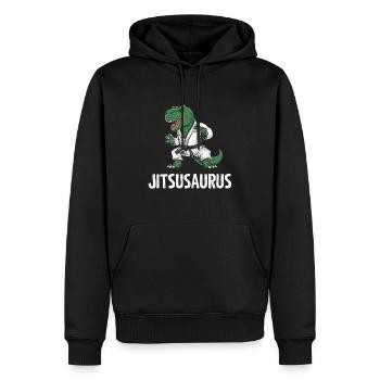 Jitsusaurus Dinosaurier Judo Kampfsportart - Männer Premium Bio Hoodie - Schwarz - Vorne - Nico (187cm)