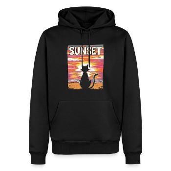 Friedlicher Sonnenuntergang Katze für eine - Männer Premium Bio Hoodie - Schwarz - Vorne - Nico (187cm)