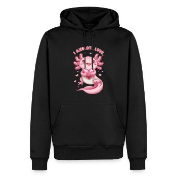 Axolotl Liebe Herz Umarmung Niedlich - Männer Premium Bio Hoodie - Schwarz - Vorne - Nico (187cm)
