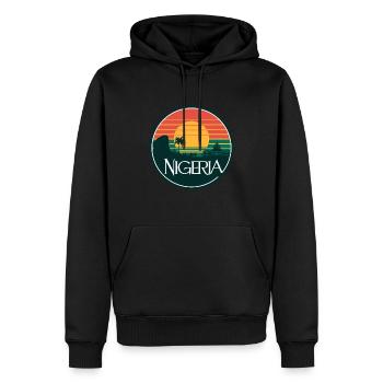 Nigeria Sonnenuntergang Panorama mit Palmen und - Männer Premium Bio Hoodie - Schwarz - Vorne - Nico (187cm)