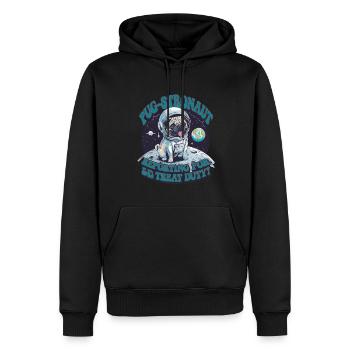 Pug-Stronaut Auf Mondmission: Melde Mich Zum - Männer Premium Bio Hoodie - Schwarz - Vorne - Nico (187cm)