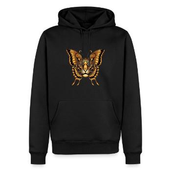 Tiger Butterfly Fusion Artwork for - Men’s Premium Organic Hoodie - black - Front - Nico (187cm)