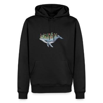 belle baleine avec motif floral pour - Sweat à capuche Premium bio Homme - noir - Devant - Nico (187cm)