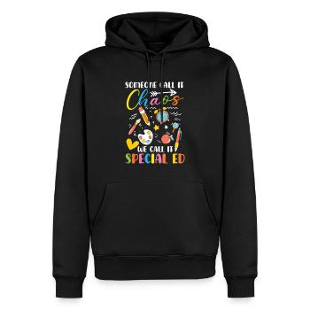Jemand Nennen Es Chaos, Wir Nennen Es - Männer Premium Bio Hoodie - Schwarz - Vorne - Nico (187cm)