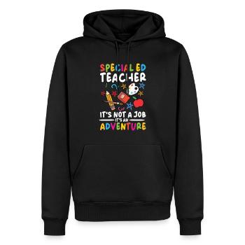Les enseignants en éducation spécialisée - Ce n’est pas un travail, une aventure - Sweat à capuche Premium bio Homme - noir - Devant - Nico (187cm)