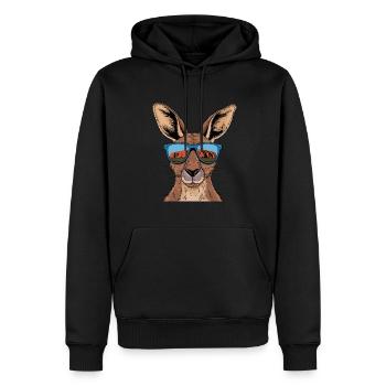 Cooler Känguru Mit Sonnenbrille Vor Australischer - Männer Premium Bio Hoodie - Schwarz - Vorne - Nico (187cm)
