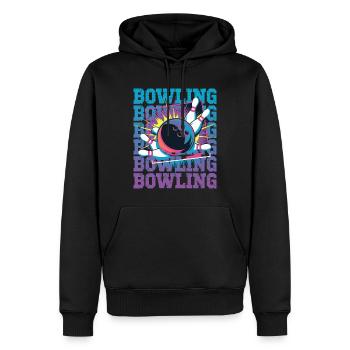 Bowling Spaß für Kegel-Fans: Dynamische - Männer Premium Bio Hoodie - Schwarz - Vorne - Nico (187cm)