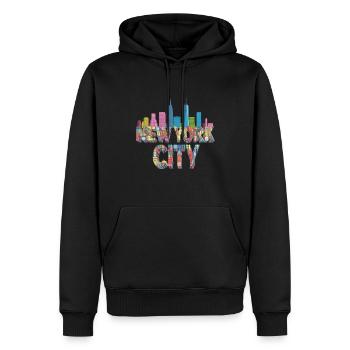 Horizon de New York Architecture colorée - Sweat à capuche Premium bio Homme - noir - Devant - Nico (187cm)
