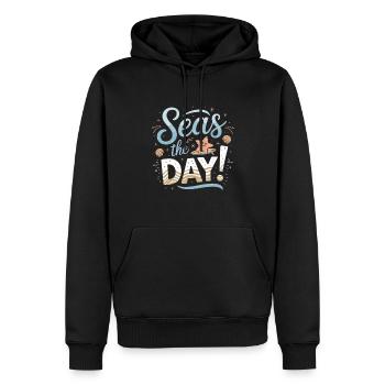 Seas The Day Maritimes Design mit Seestern und - Männer Premium Bio Hoodie - Schwarz - Vorne - Nico (187cm)