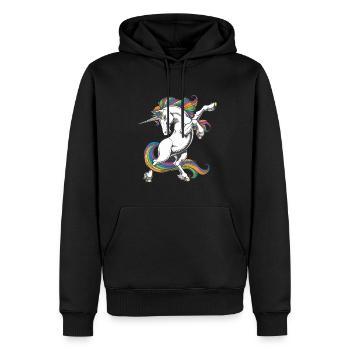 Magisches Regenbogen Einhorn voller Farbenpracht - Männer Premium Bio Hoodie - Schwarz - Vorne - Nico (187cm)