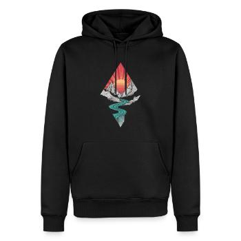Abstract mountain landscape with sunrise - Men’s Premium Organic Hoodie - black - Front - Nico (187cm)