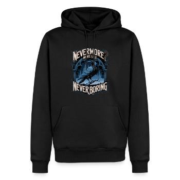 Nevermore? More Like Never Boring Krähe Motiv - Männer Premium Bio Hoodie - Schwarz - Vorne - Nico (187cm)