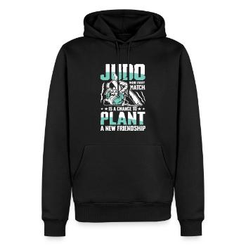Judo : Chaque rencontre est une opportunité, une nouvelle - Sweat à capuche Premium bio Homme - noir - Devant - Nico (187cm)
