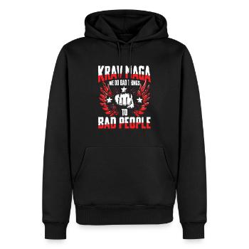 Krav Maga: We Do Bad Things To Bad People - Männer Premium Bio Hoodie - Schwarz - Vorne - Nico (187cm)