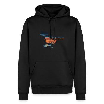 Madeira Insel Silhouette mit Sonnenuntergang und - Männer Premium Bio Hoodie - Schwarz - Vorne - Nico (187cm)