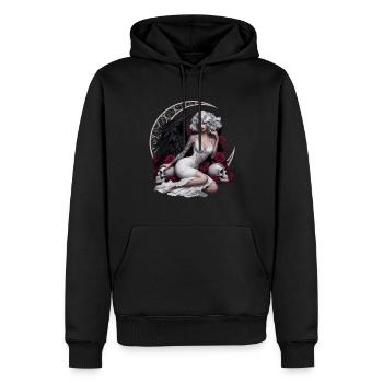 Ange noir avec des roses et un crâne - Sweat à capuche Premium bio Homme - noir - Devant - Nico (187cm)