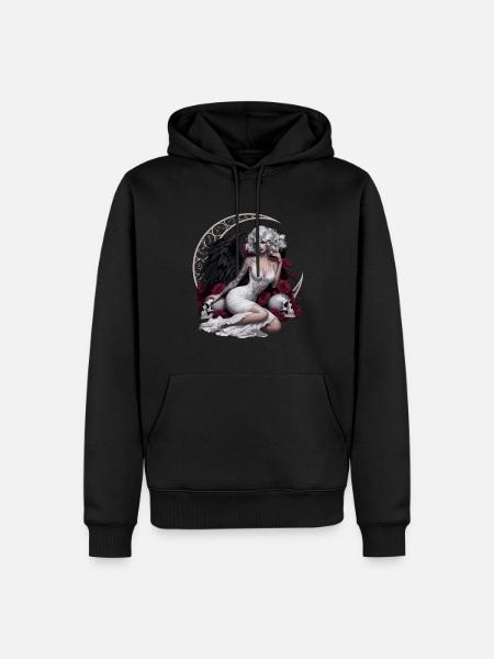 Dunkler Engel Mit Rosen Und Schädel - Männer Premium Bio Hoodie - Schwarz