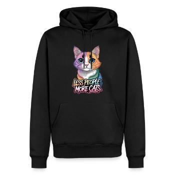 Moins de personnes Plus de chats Motif de chat coloré - Sweat à capuche Premium bio Homme - noir - Devant - Nico (187cm)