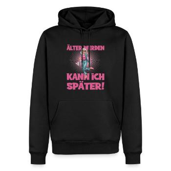 Je peux vieillir plus tard Dicton humoristique - Sweat à capuche Premium bio Homme - noir - Devant - Nico (187cm)