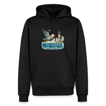 Nordsee - Männer Premium Bio Hoodie - Schwarz - Vorne - Nico (187cm)