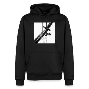 Close Up Of A Katana Sword With Raindrops And B - Men’s Premium Organic Hoodie - black - Front - Nico (187cm)