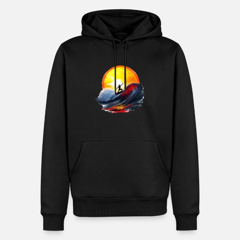 Surfer jusqu’au coucher du soleil - Sweat à capuche Premium bio Homme - noir