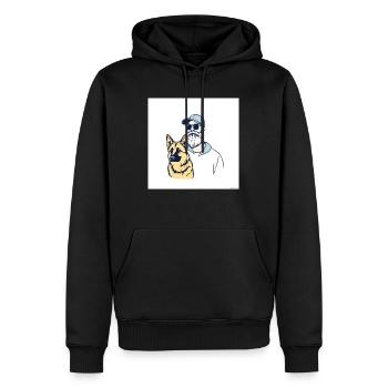 Dog dad with style - with beard and cap - Men’s Premium Organic Hoodie - black - Front - Nico (187cm)