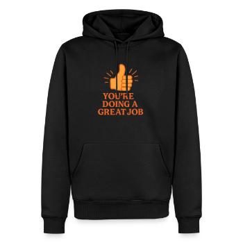 You're Doing Great – Thumbs Up Positive Message - Men’s Premium Organic Hoodie - black - Front - Nico (187cm)