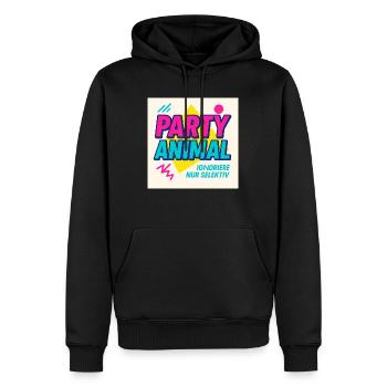 Party Anima.l– Neon Beat Edition - Männer Premium Bio Hoodie - Schwarz - Vorne - Nico (187cm)