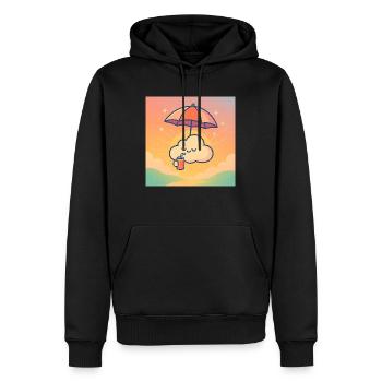 Nuage Chill – Sérénité d’Été - Sweat à capuche Premium bio Homme - noir - Devant - Nico (187cm)