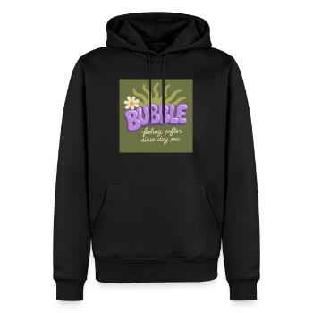 BUBBLE – Feeling Softer Since Day One - Sweat à capuche Premium bio Homme - noir - Devant - Nico (187cm)